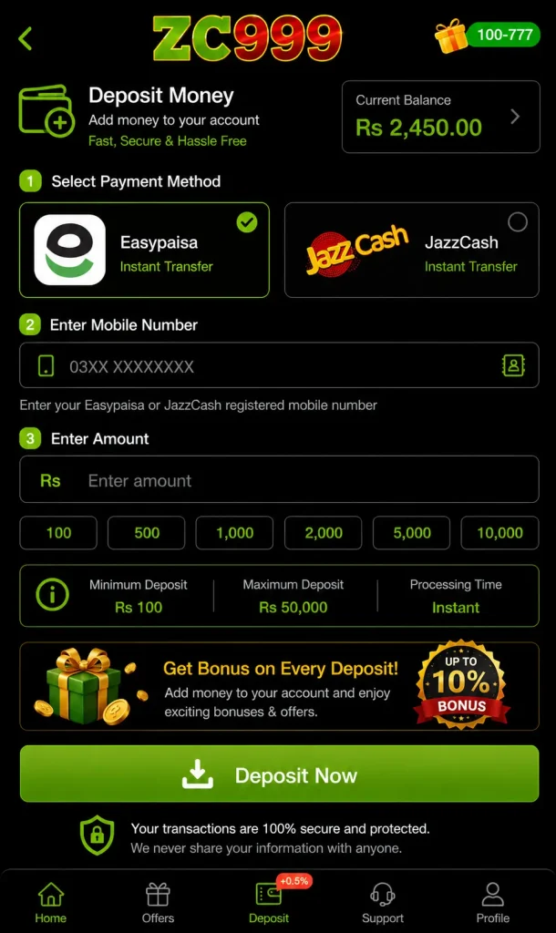 ZC999 Game Deposit